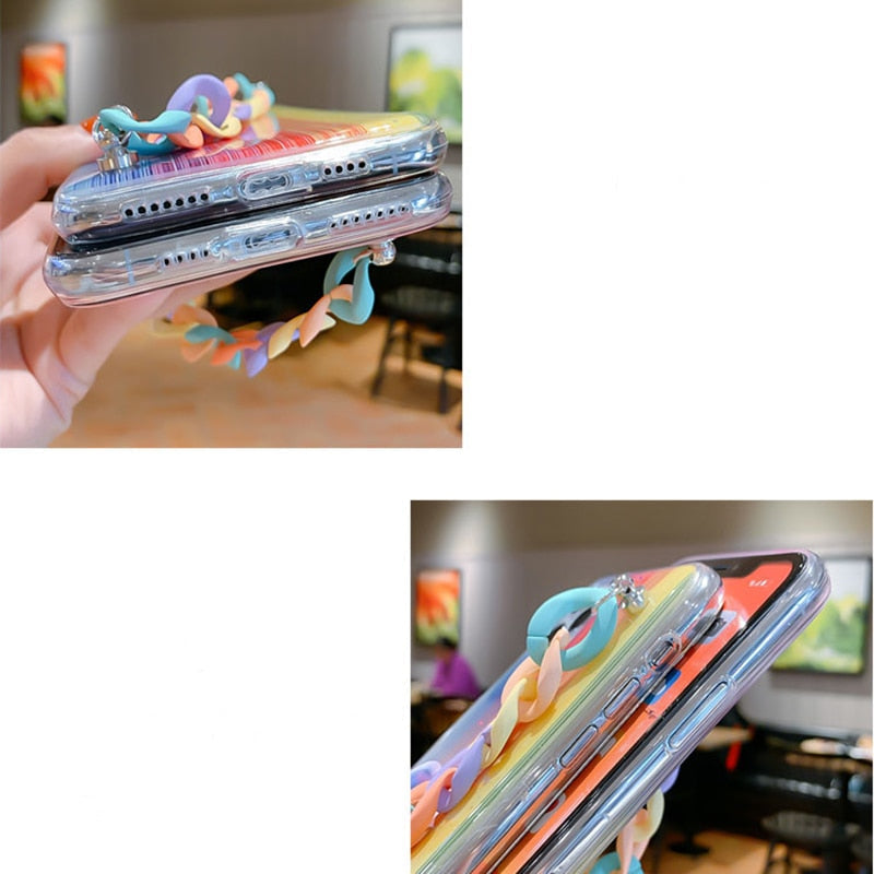 Glitter Rainbow iPhone Case with Colorful Chain-Fonally-Fonally-iPhone-Case-Cute-Royal-Protective