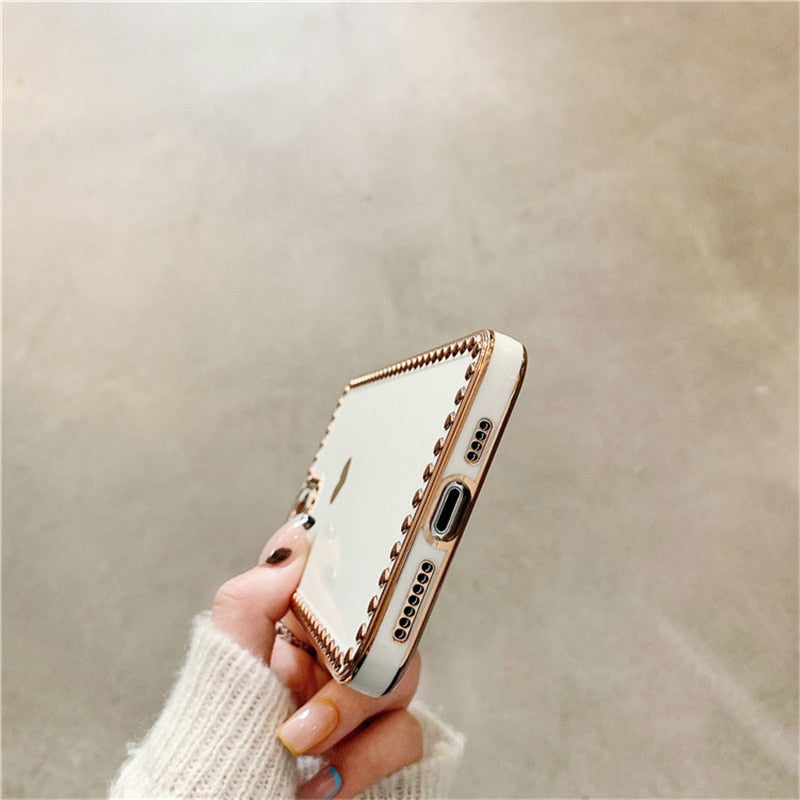 Golden Border Hearts iPhone Case-Fonally-Fonally-iPhone-Case-Cute-Royal-Protective