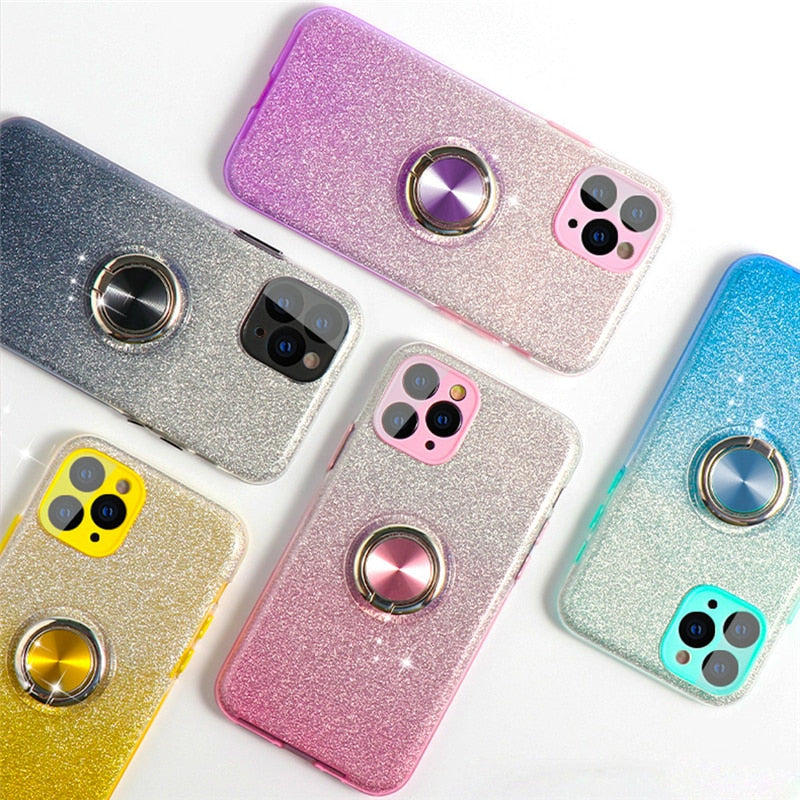 Gradient Glitter iPhone Case with ring-Fonally-