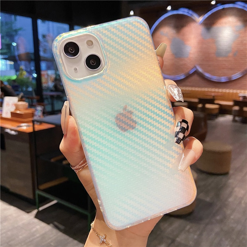 Laser Etched Gradient Rainbow Effect iPhone Case-Fonally-Fonally-iPhone-Case-Cute-Royal-Protective