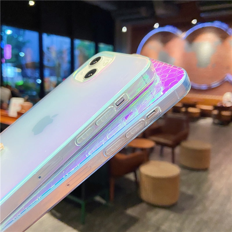 Laser Etched Gradient Rainbow Effect iPhone Case-Fonally-Fonally-iPhone-Case-Cute-Royal-Protective