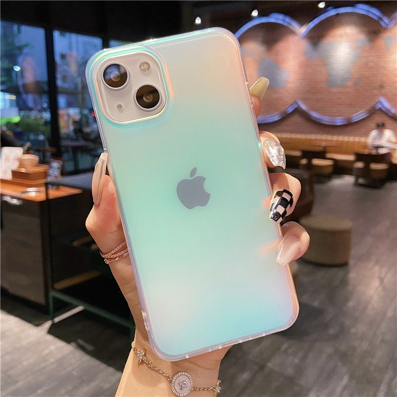 Laser Etched Gradient Rainbow Effect iPhone Case-Fonally-Fonally-iPhone-Case-Cute-Royal-Protective
