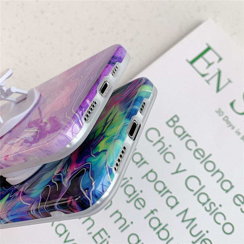 Laser Marble iPhone Case with Holder-Fonally-Fonally-iPhone-Case-Cute-Royal-Protective