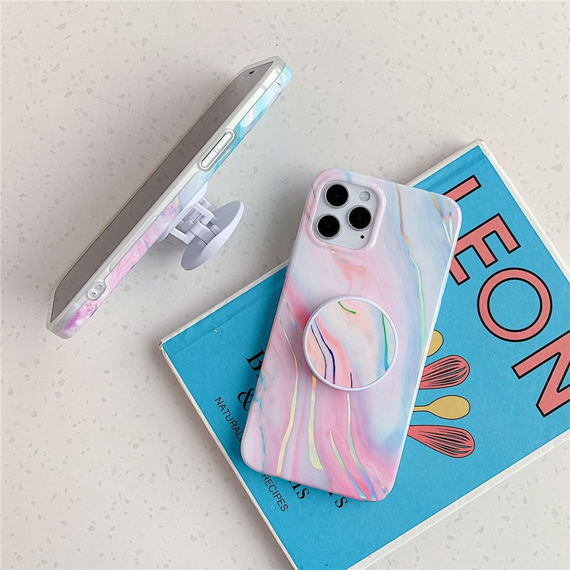 Laser Marble iPhone Case with Holder-Fonally-Fonally-iPhone-Case-Cute-Royal-Protective