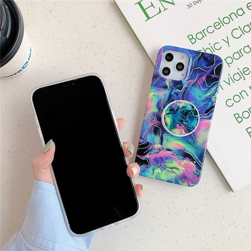 Laser Marble iPhone Case with Holder-Fonally-Fonally-iPhone-Case-Cute-Royal-Protective