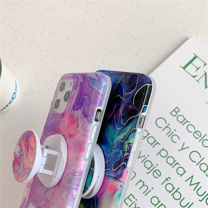 Laser Marble iPhone Case with Holder-Fonally-Fonally-iPhone-Case-Cute-Royal-Protective