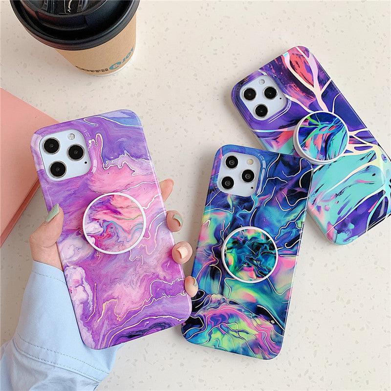 Laser Marble iPhone Case with Holder-Fonally-Fonally-iPhone-Case-Cute-Royal-Protective