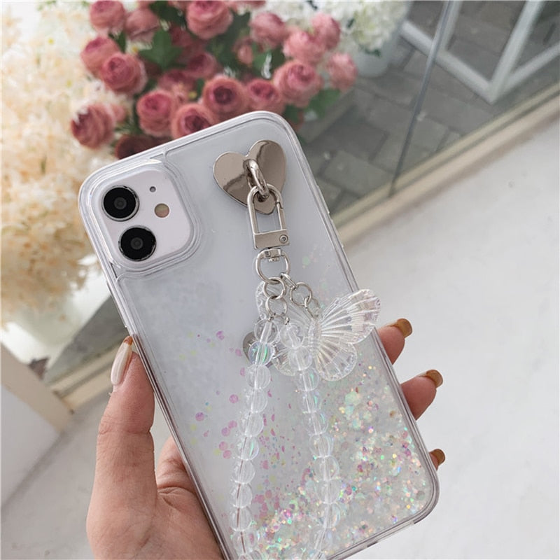 Liquid Glitter iPhone Case with Chain-Fonally-Fonally-iPhone-Case-Cute-Royal-Protective