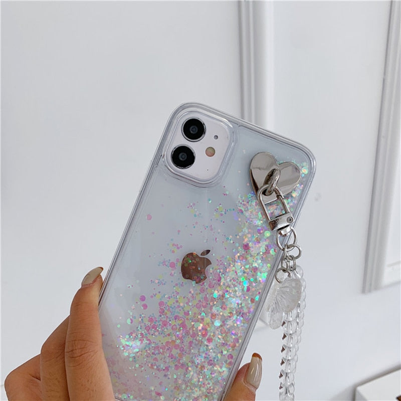 Liquid Glitter iPhone Case with Chain-Fonally-Fonally-iPhone-Case-Cute-Royal-Protective