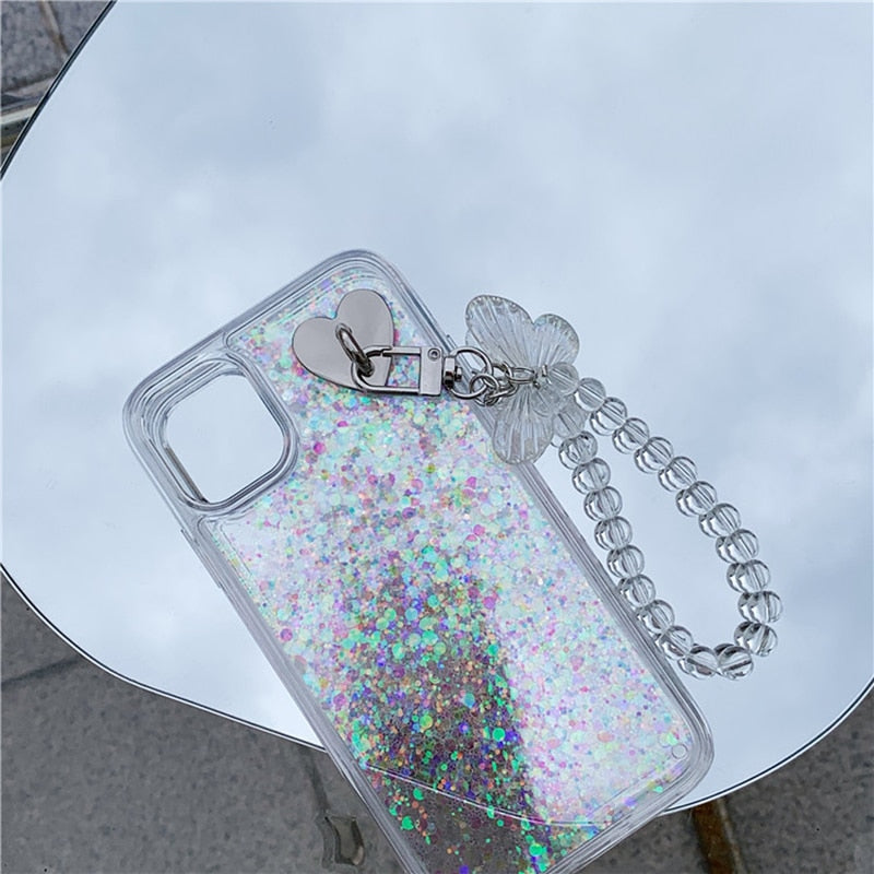 Liquid Glitter iPhone Case with Chain-Fonally-Fonally-iPhone-Case-Cute-Royal-Protective
