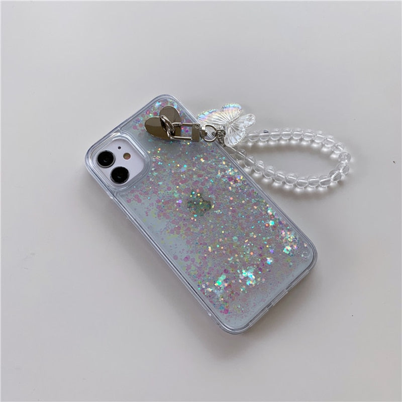 Liquid Glitter iPhone Case with Chain-Fonally-Fonally-iPhone-Case-Cute-Royal-Protective