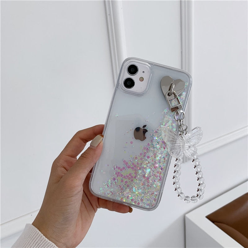 Liquid Glitter iPhone Case with Chain-Fonally-Fonally-iPhone-Case-Cute-Royal-Protective