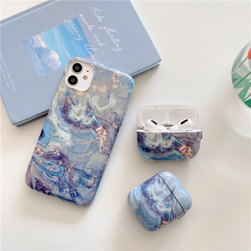 Marble iPhone AirPods Case Combo 1-Fonally-Fonally-iPhone-Case-Cute-Royal-Protective