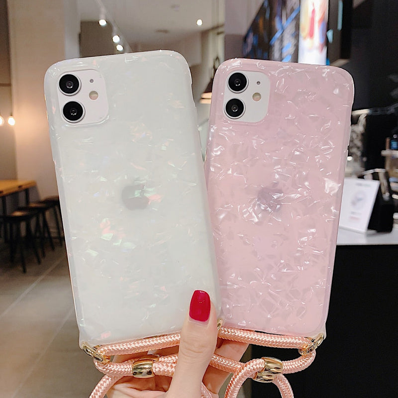 Marble iPhone case with lanyard-Fonally-Fonally-iPhone-Case-Cute-Royal-Protective