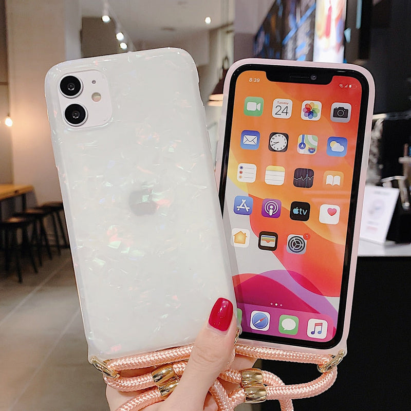 Marble iPhone case with lanyard-Fonally-Fonally-iPhone-Case-Cute-Royal-Protective