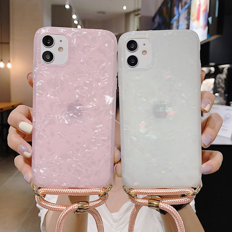 Marble iPhone case with lanyard-Fonally-Fonally-iPhone-Case-Cute-Royal-Protective