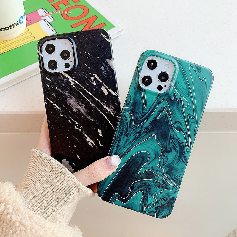 Marquina Shiny Plating iPhone Case-Fonally-Fonally-iPhone-Case-Cute-Royal-Protective