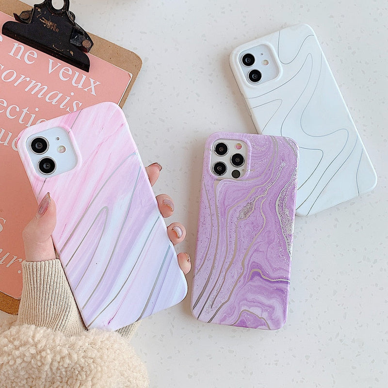 Marquina Shiny Plating iPhone Case-Fonally-Fonally-iPhone-Case-Cute-Royal-Protective