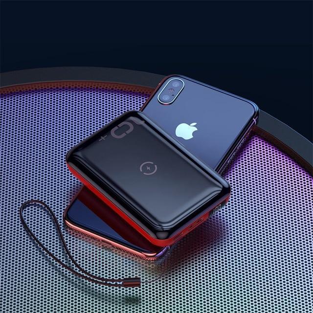 Mini Power Bank with Wireless Charger-Fonally-Red-