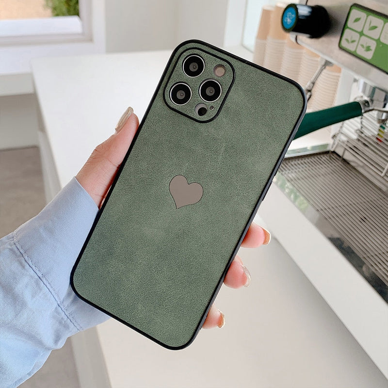 Mirror Heart Leather Fabric Style iPhone Case-Fonally-Fonally-iPhone-Case-Cute-Royal-Protective