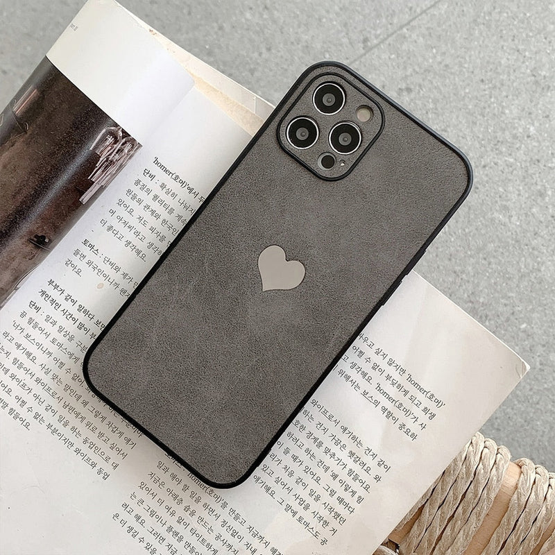 Mirror Heart Leather Fabric Style iPhone Case-Fonally-Fonally-iPhone-Case-Cute-Royal-Protective