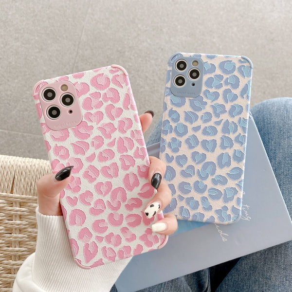 Pink & Blue Leopard Print iPhone Case-Fonally-Fonally-iPhone-Case-Cute-Royal-Protective