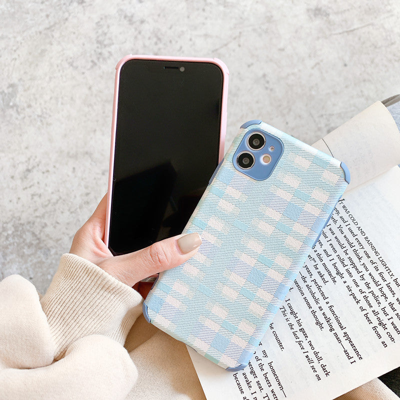 Pink and Blue Plaid iPhone Case-Fonally-Fonally-iPhone-Case-Cute-Royal-Protective