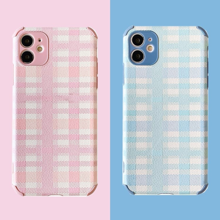 Pink and Blue Plaid iPhone Case-Fonally-Fonally-iPhone-Case-Cute-Royal-Protective