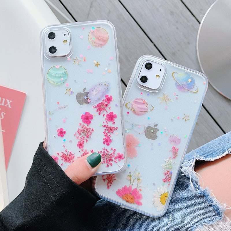 Planets and Flowers iPhone Case-Fonally-Fonally-iPhone-Case-Cute-Royal-Protective