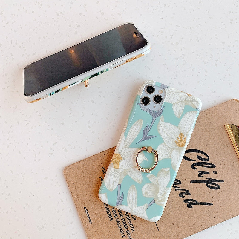 Retro Floral iPhone Case with Ring-Fonally-Fonally-iPhone-Case-Cute-Royal-Protective
