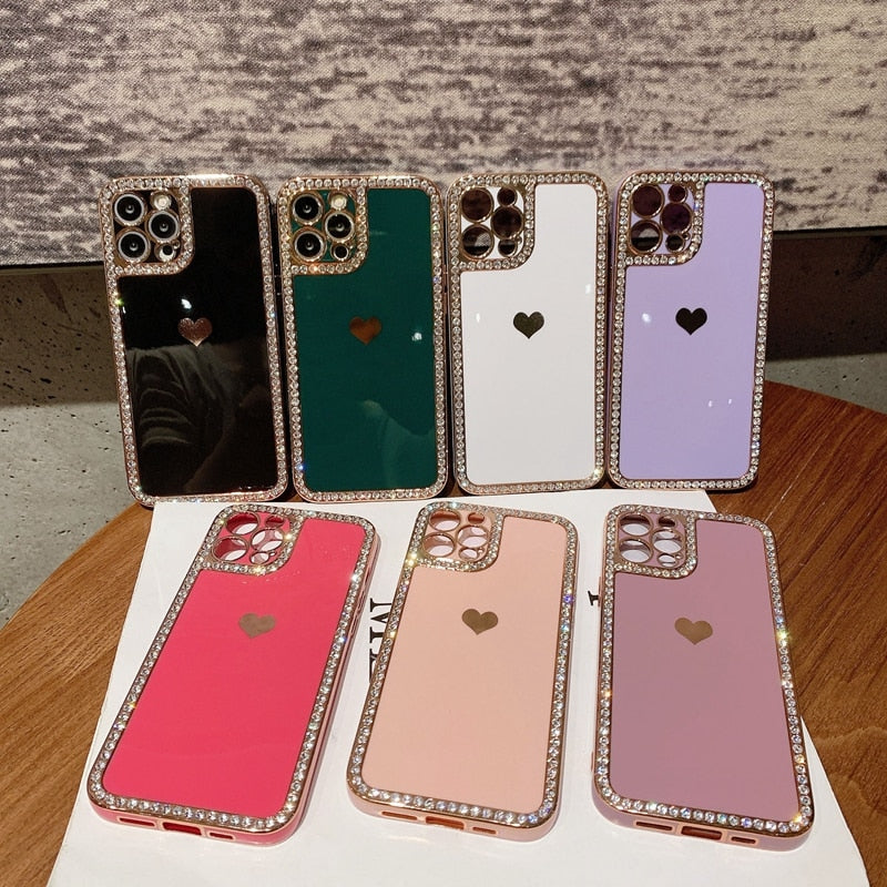 Rhinestone Heart iPhone Case-Fonally-Fonally-iPhone-Case-Cute-Royal-Protective