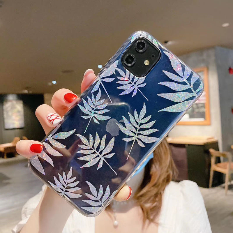 Shiny Glittering Leaves iPhone Case-Fonally-Fonally-iPhone-Case-Cute-Royal-Protective