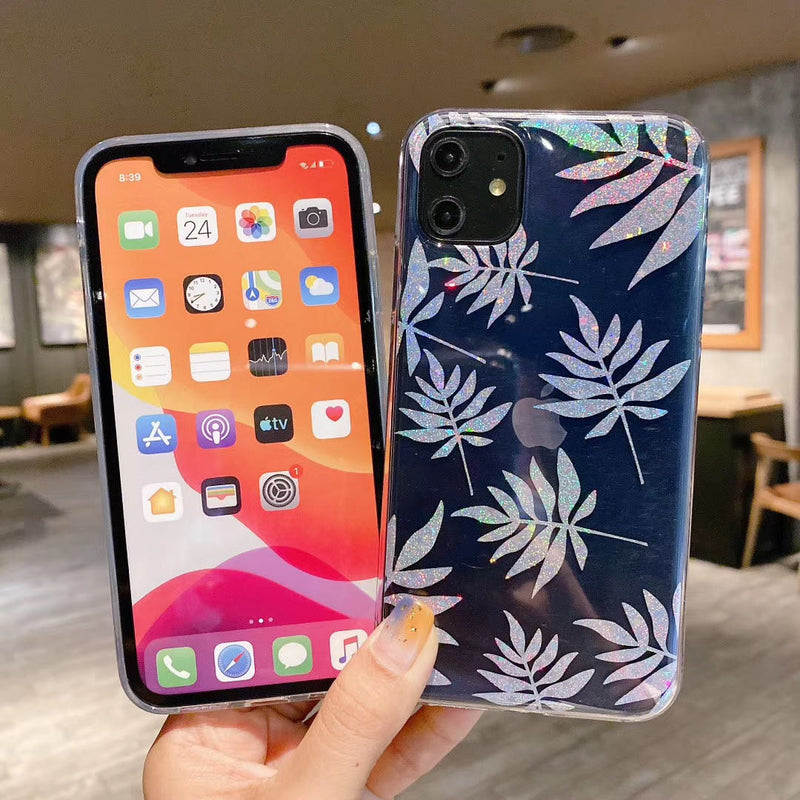 Shiny Glittering Leaves iPhone Case-Fonally-Fonally-iPhone-Case-Cute-Royal-Protective