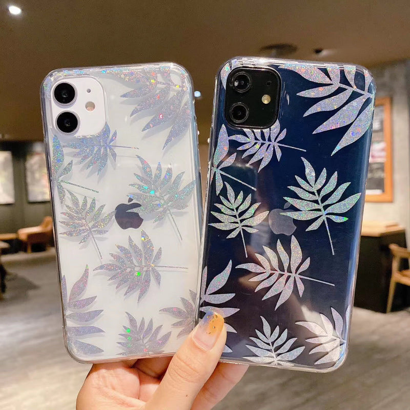 Shiny Glittering Leaves iPhone Case-Fonally-Fonally-iPhone-Case-Cute-Royal-Protective