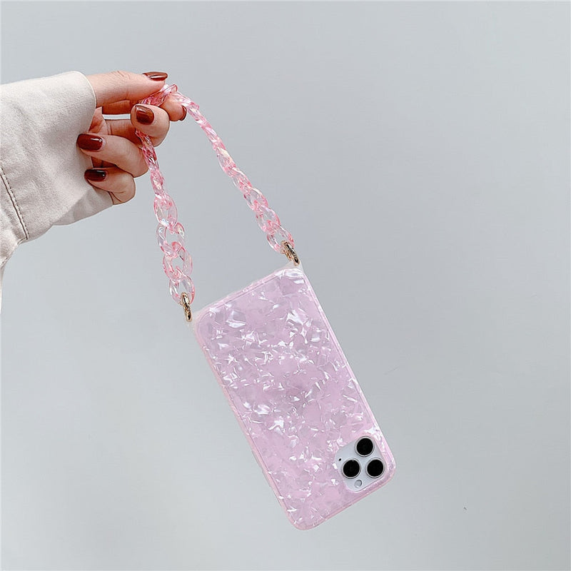 Shiny Marble iPhone Case with Chain-Fonally-Fonally-iPhone-Case-Cute-Royal-Protective