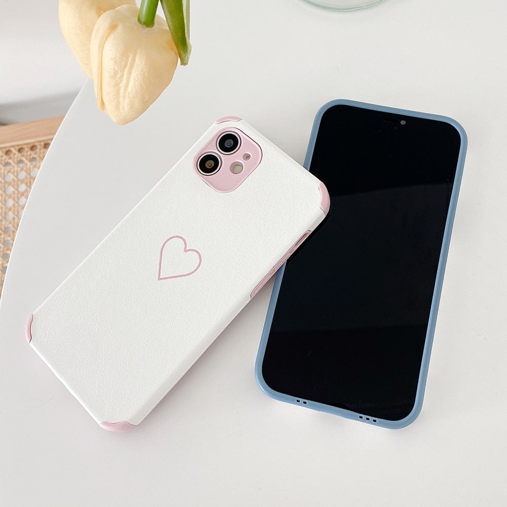 Soft Color Heart iPhone Case with Bumper Corners-Fonally-