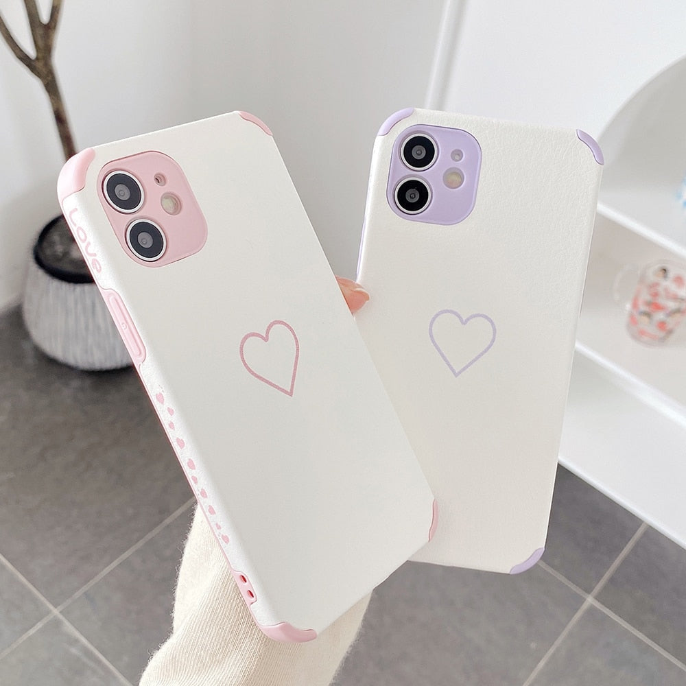 Soft Color Heart iPhone Case with Bumper Corners-Fonally-
