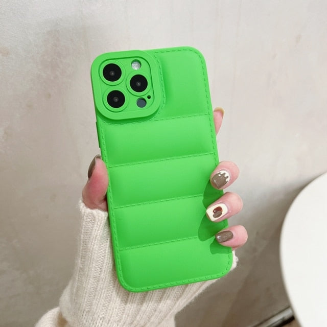 Soft Down Jacket iPhone Case-Fonally-For iPhone 13 Pro Max-Fluorescent Green-Fonally-iPhone-Case-Cute-Royal-Protective