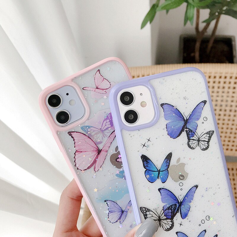 Star & Glitter Butterfly iPhone Case-Fonally-Fonally-iPhone-Case-Cute-Royal-Protective
