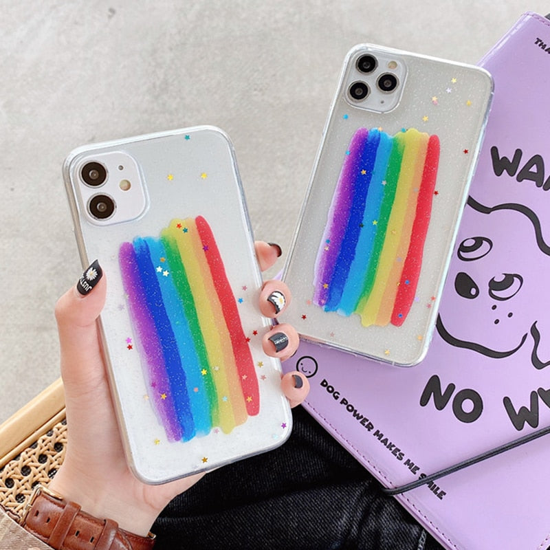 Star Glitter Rainbow iPhone Case-Fonally-Fonally-iPhone-Case-Cute-Royal-Protective