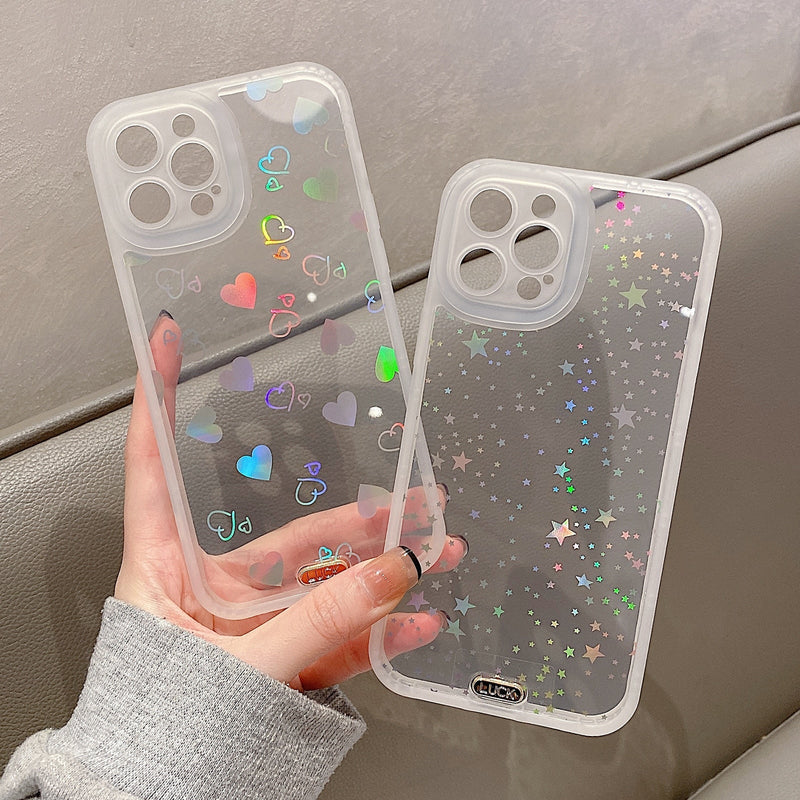 Stars & Hearts Rainbow Effect iPhone Case-Fonally-Fonally-iPhone-Case-Cute-Royal-Protective
