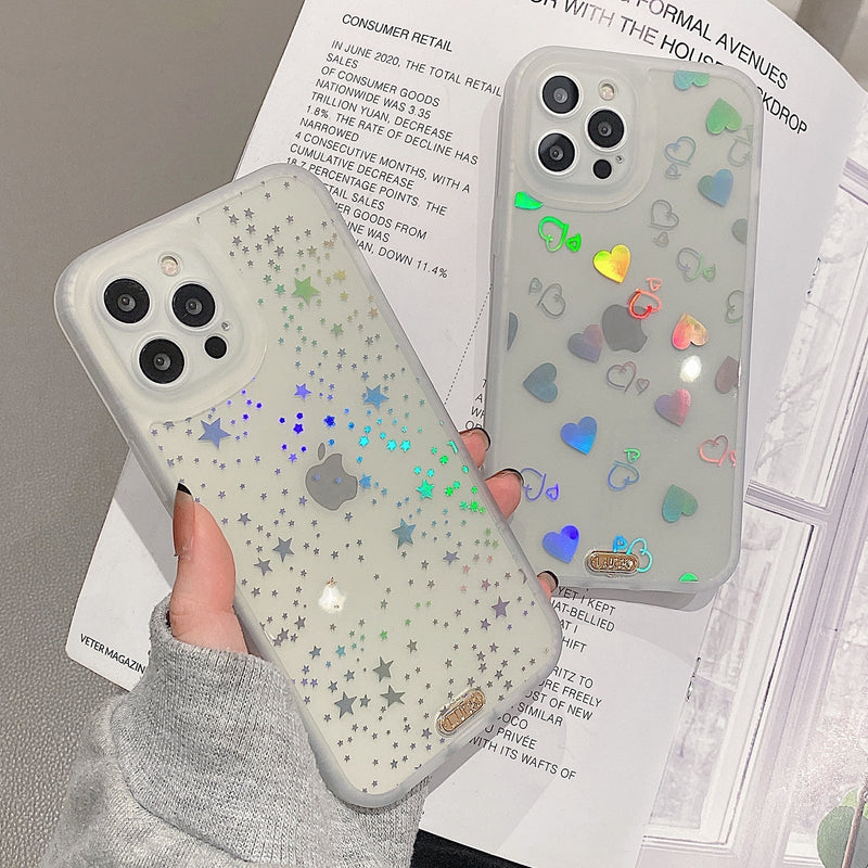 Stars & Hearts Rainbow Effect iPhone Case-Fonally-Fonally-iPhone-Case-Cute-Royal-Protective
