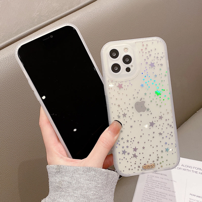 Stars & Hearts Rainbow Effect iPhone Case-Fonally-Fonally-iPhone-Case-Cute-Royal-Protective