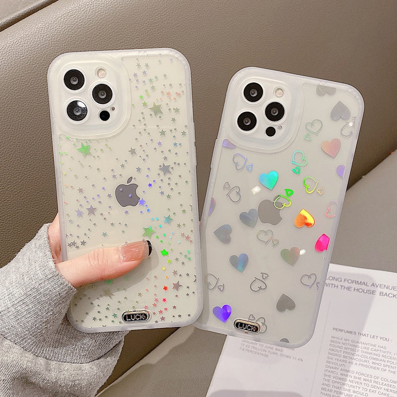 Stars & Hearts Rainbow Effect iPhone Case-Fonally-Fonally-iPhone-Case-Cute-Royal-Protective