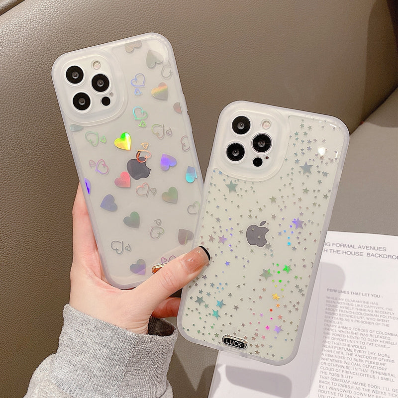 Stars & Hearts Rainbow Effect iPhone Case-Fonally-Fonally-iPhone-Case-Cute-Royal-Protective