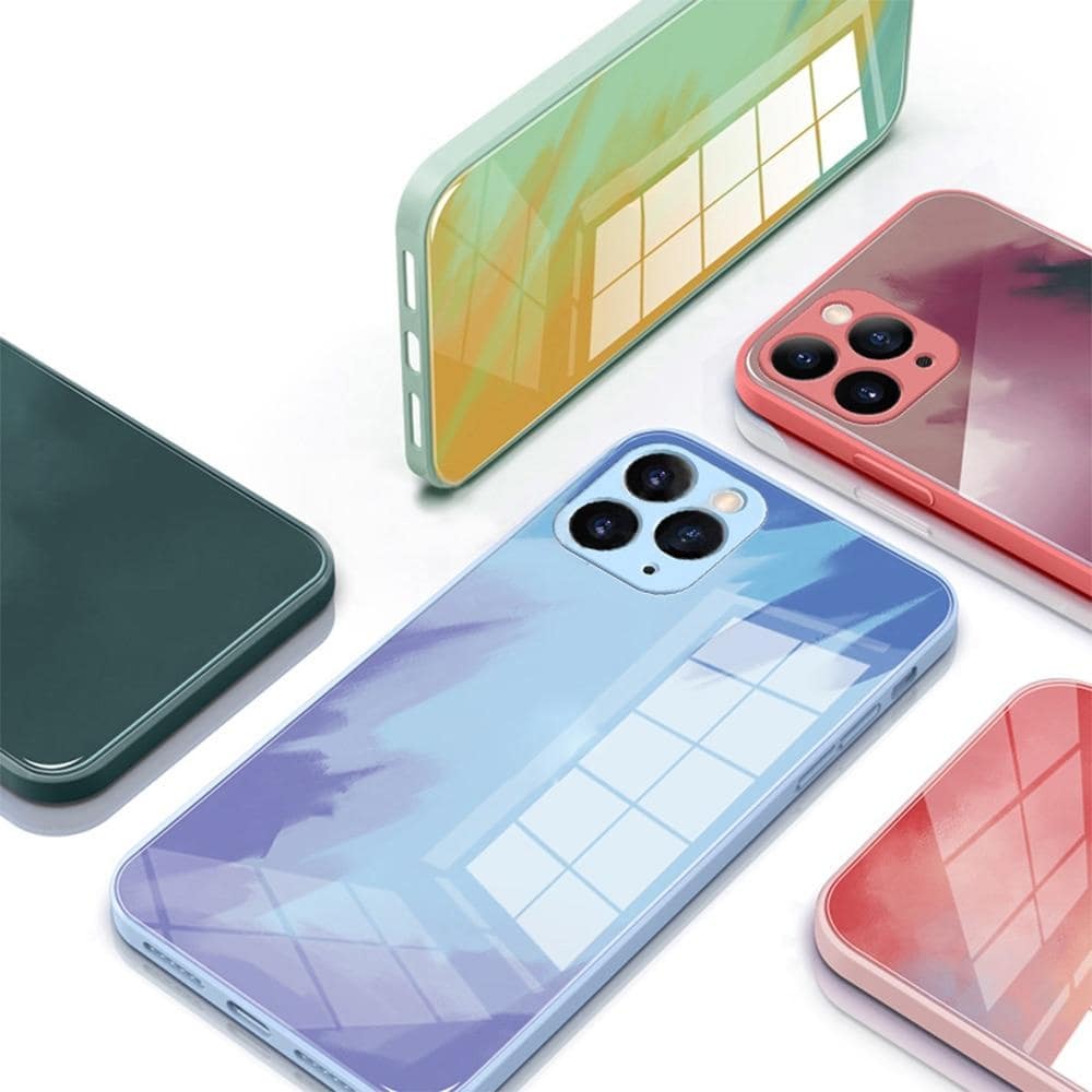 Watercolor Colormix iPhone Case with Tempered Glass Back-Fonally-