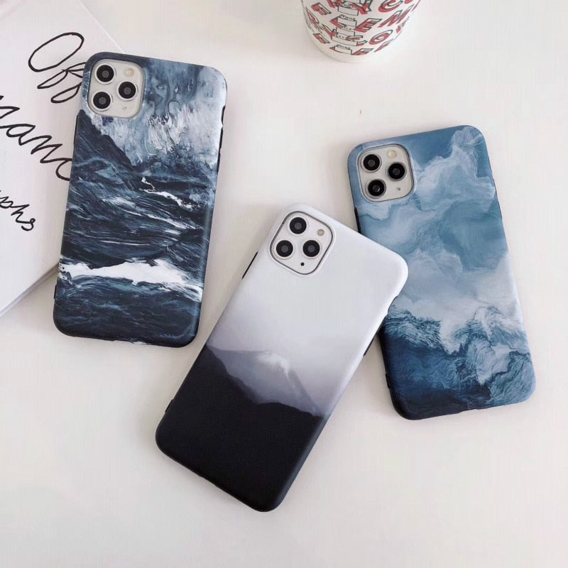Waves and Mountain iPhone AirPods Bundle-Fonally-Fonally-iPhone-Case-Cute-Royal-Protective